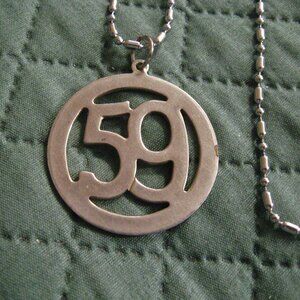 Number Age # 59 Fifty Nine Dog Tag Necklace